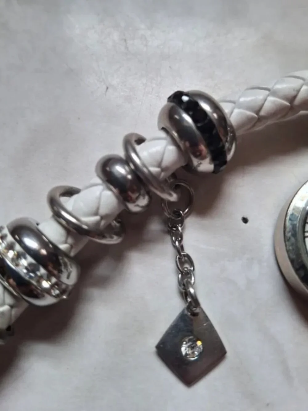 NY&C Charm Bracelet Watch White